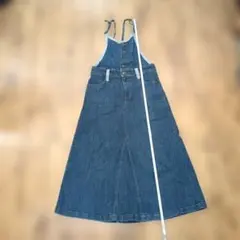 ダークデニム ジャンパースカート　ロングワンピース