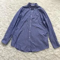 UNIQLO ユニクロ　メンズ　長袖ボタンシャツ　ストライプ　ブルー　XL