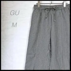 【GU】美品 プルオンパンツ(L)チェック柄 ストレート カジュアル ゆったり