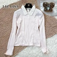 LIZ LISA バエレコア 襟 立体モチーフ リブ カットソー ピンク系 美品のサムネイル