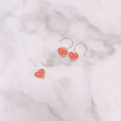 アクセサリー＊ハートピアス とペンダントトップセット