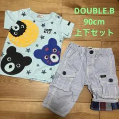 ミキハウス　ダブルビー　90cm Tシャツ&ストライプハーフパンツセット