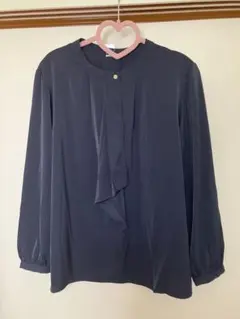 時間がないので大特価！！大きいサイズ　ネイビー　フロントタック 長袖　ブラウス