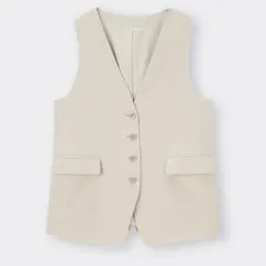 GU ジーユー　ノーカラーベスト　ベージュ　S