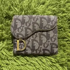Christian Dior 三つ折り財布 ネイビー ベージュ - メルカリ