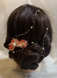 花の髪飾り ゴールドパール