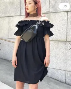 WEGO オフショルダー ブラックワンピース オフショルワンピ