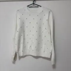 ホワイト ダイヤモンド模様 ニット M〜Lサイズ
