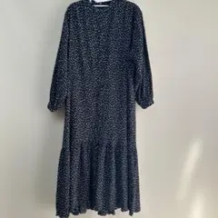 coca ドット柄 ロングワンピース ブラック