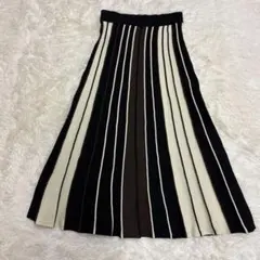 ストライプ ニットスカート プリーツスカート ロングスカート　Mサイズ