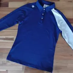 DESCENTE ゴルフ長袖シャツ Mサイズ青