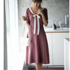 SAISON DE PAPILLON 2way 襟付き ニットワンピース M