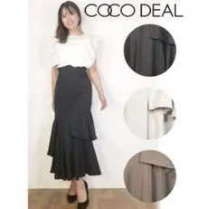 ココディール ニットコルセットアシメティアードスカート チャコール 1