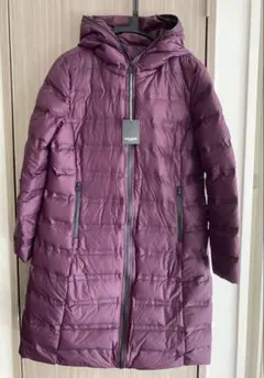 新品未使用　パープル フード付き ダウンジャケット　ロングダウンコート