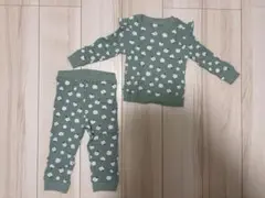 花柄リブ編みベビー服 12-18M グリーン