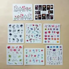 ネイルウォーターシール8枚セット♪　花　フラワー　グリーン　STZ-692