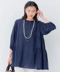 大きいサイズ２３区オンワード 花柄チュニックプルオーバー４４ 編み地柄プリント チュニックプルオーバー ⁄ 大きいサイズ M L LL 3L