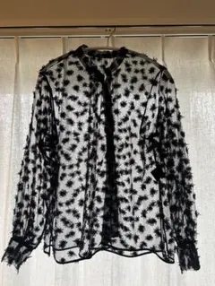 macphee刺繍シースルー長袖シャツ