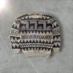 90’s vintage ノルディック柄ニット　昭和レトロ　古着　ウール100%