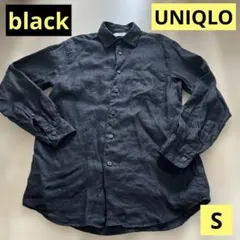 UNIQLO プレミアムリネンシャツ　黒　ブラック　black s ユニクロ