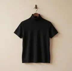無印良品 カシミヤ100% タートルネック半袖ニット セーター 黒 M シンプル