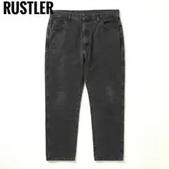 80sUSA製 RUSTLER 先染めブラックデニム タロン42 ラスラー 古着 