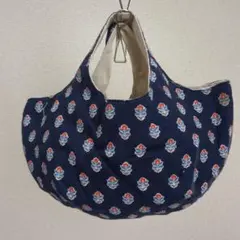 本日限定Sale★花柄刺繍柄ネイビー （小さめバック）☆ハンドメイド