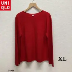 UNIQLO『ユニクロ』コットン クルーネック セーター【XL】レッド