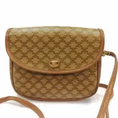 セリーヌ ショルダーバッグ レザー×PVC トリオンフ マカダム柄 ブラウン