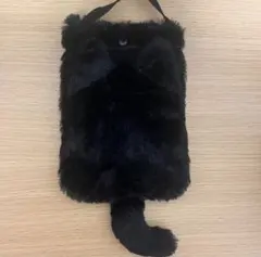 ダイソー 猫耳付きファーショルダーバッグ 黒
