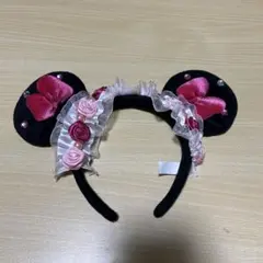 ディズニーカチューシャ ミニーちゃん　薔薇　ピンク