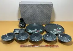 【新品未使用】美濃焼 天ぷら・鍋料理 食器10点セット 大皿 呑水 徳利 箸付のサムネイル