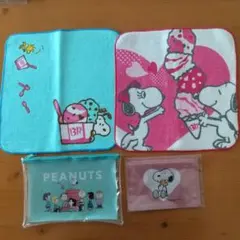 スヌーピーハンドタオル、リンネル付録ジッパーバック、ポーチセット