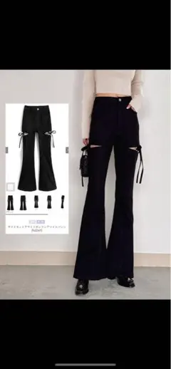 GRL サイドカットフレアデニムジーンズ