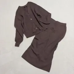 グリーンレーベルリラクシング◇ニットセットアップ リブ スカート カーディガン