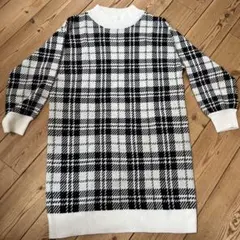 COLZA チェック柄ニットワンピース 長袖 M