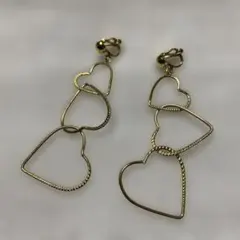 ハート3連　イヤリング