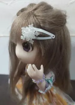 【ドール、ぬい用】雪の結晶パッチン留め　②ホワイトのサムネイル