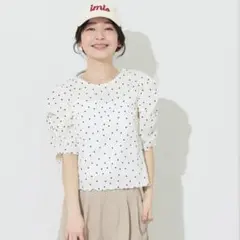 【美品】コカcoca シボシャーリングトップス　ドット　M アイボリーのサムネイル