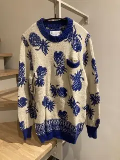 SACAI パイナップル柄 ブルー ニット