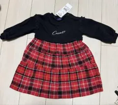 新品未使用Crescent フリル付き長袖チェックワンピース85〜95