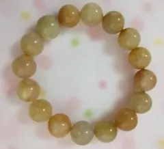 おすすめ商品！多色天然石ビーズブレスレット 黄緑オレンジ約14ｍｍ珠子16個