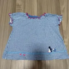 ファミリア　80 刺繍　チェック柄　トップス