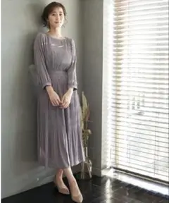 専用⭐︎ロペピクニック マジョリカプリーツサテンワンピース ラベンダー 38