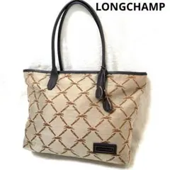LONGCHAMP トートバッグ 総柄 ロゴプレート キャンバス レザーのサムネイル