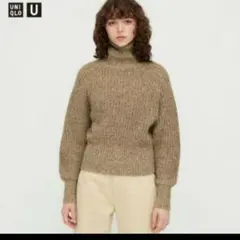 UNIQLOユニクロU★ローゲージタートルネックセーター茶M新品未使用