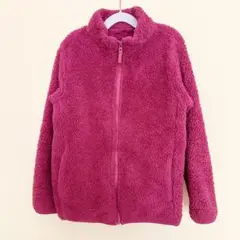 UNIQLO✨モコモコ フリース キッズ 140 ワインレッド 赤 ピンク