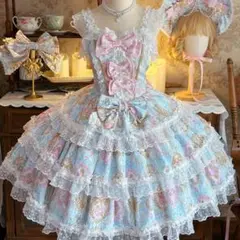 【韓嬢】水色ゴスロリ・ロリータドレス　お嬢様　甘ロリ　ロリィタドレス　JSK