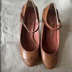 未使用 銀座カネマツ キャメル×ピンク ストラップ ハイヒール 23cm