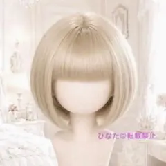 ドールウィッグ♡7〜8インチ、1/4♡ボブ♡アッシュ ブロンド♡BJD